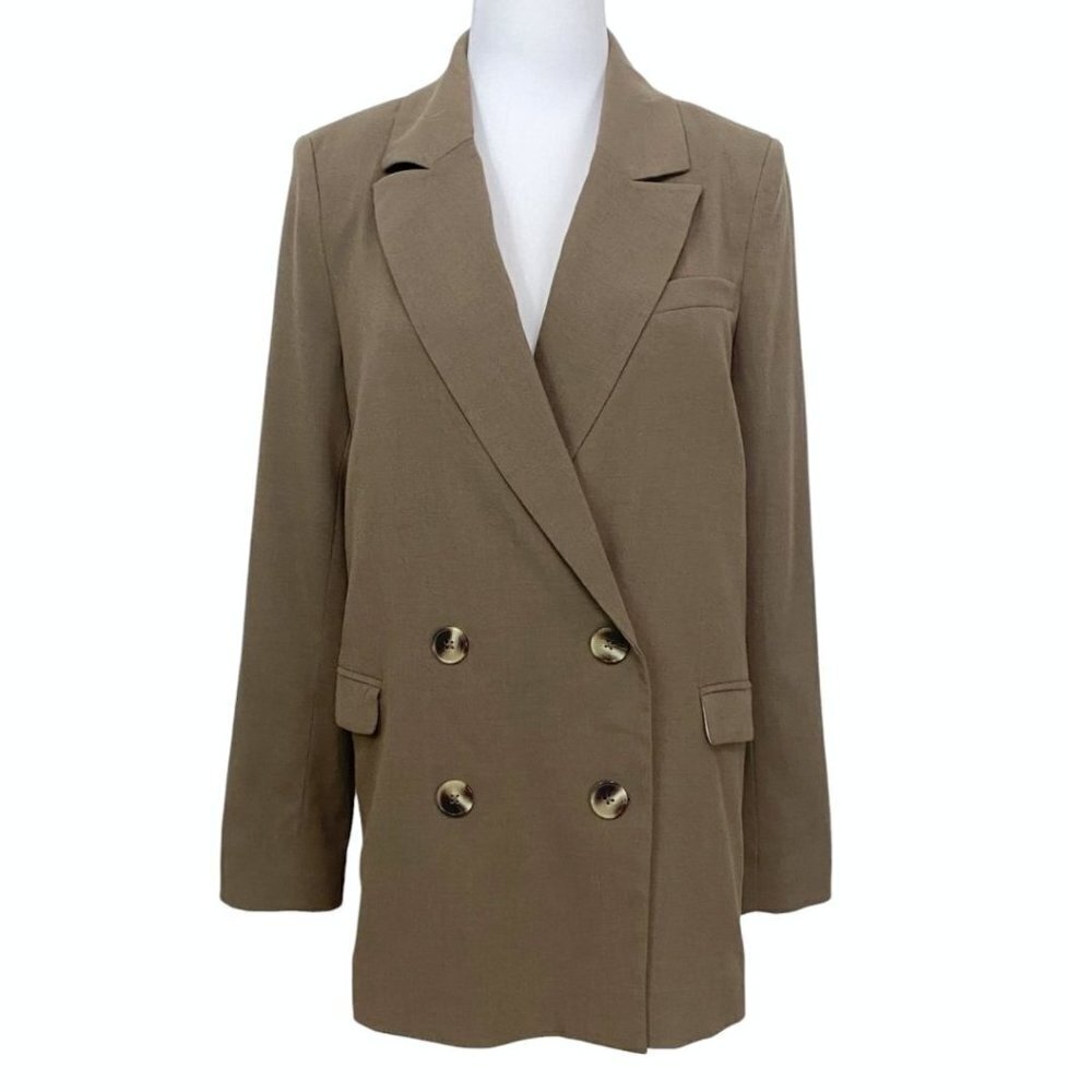 FRANK AND OAK WOOL BLEND DOUBLE BREASTED BLAZER IN BROWN CHOCOLATE CHIP - XS - Picture 2 of 13
